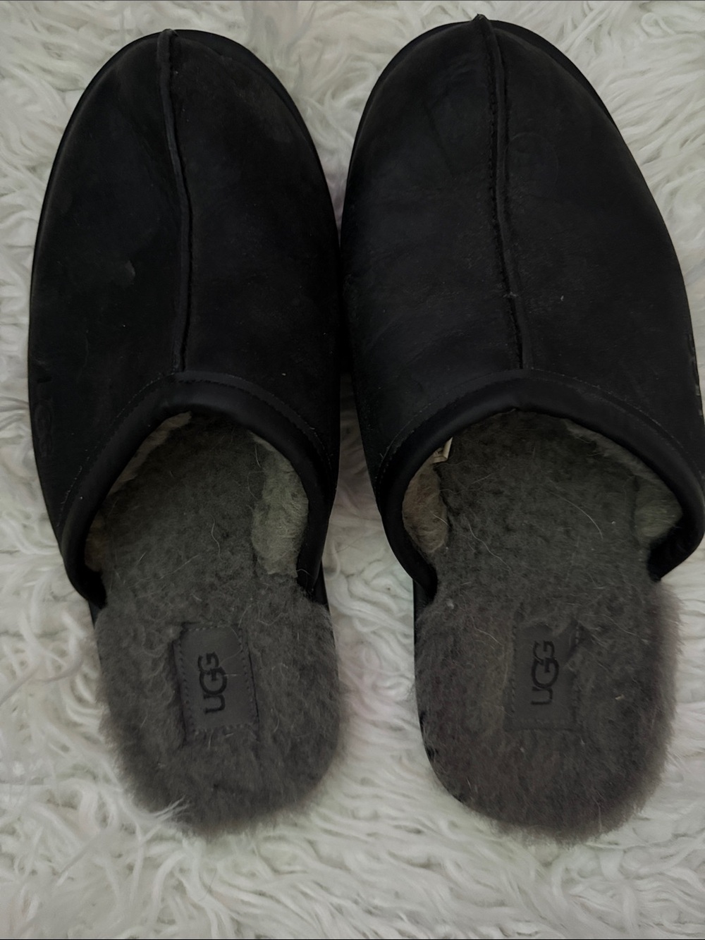 UGG Black Suede Slip-On Shearling Mules